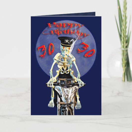 Skeleton biker 30ste verjaardagskaart kaart (Voorkant)