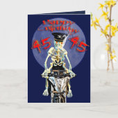 Skeleton biker 45e verjaardagskaart kaart (Gele Bloem)