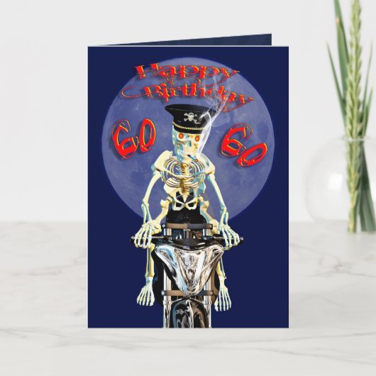 Skeleton biker 60ste verjaardagskaart kaart (Voorkant)