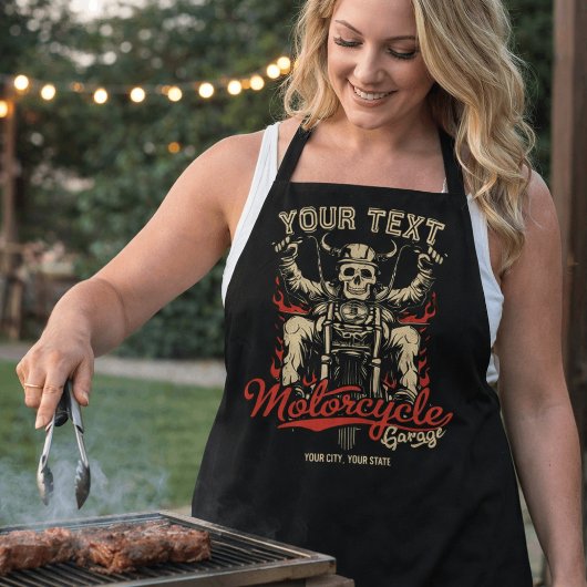 Skeleton Biker Chopper Motorfietswinkel Garage Schort