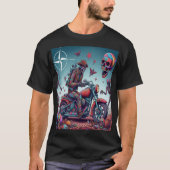 Skeleton Biker in Surreal Psychedelic World T-shirt (Voorkant)
