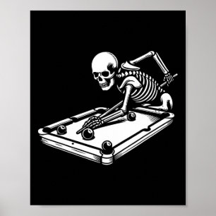 Skeleton Biljart Halloween Pool Snooker Biljart Poster