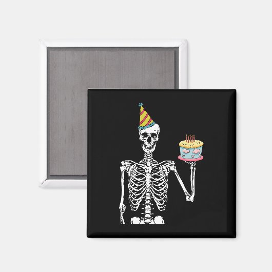 Skeleton Birthday Party Lazy Halloween Costume Fun Magneet (Voorkant / Achterkant)