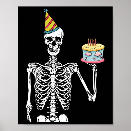 Skeleton Birthday Party Lazy Halloween Costume Fun Poster (Voorkant)