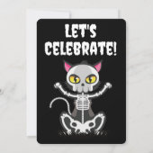 Skeleton Black Cat Birthday Invitation Kaart (Achterkant)