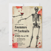 Skeleton Bloody Adult Halloween Invite Feestdagenkaart (Voorkant)