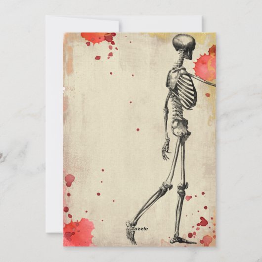 Skeleton Bloody Adult Halloween Invite Feestdagenkaart (Achterkant)