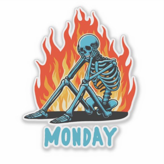 Skeleton Blue Monday Sticker (Voorkant)