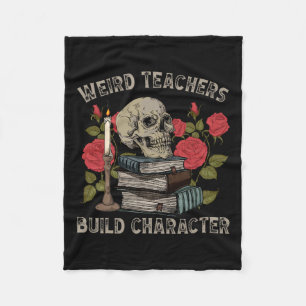 Skeleton Boek Bloemen Schedel Halloween Leraar Spo Fleece Deken