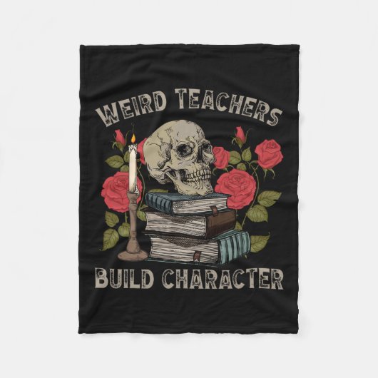 Skeleton Boek Bloemen Schedel Halloween Leraar Spo Fleece Deken (Voorkant)