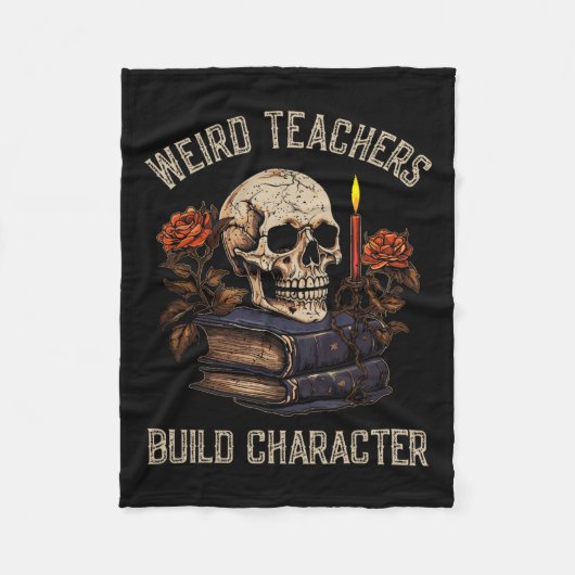 Skeleton Boek Bloemen Schedel Halloween Leraar Vro Fleece Deken (Voorkant)