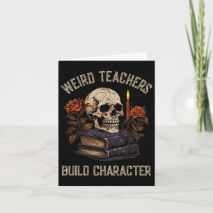 Skeleton Boek Bloemen Schedel Halloween Leraar Vro Kaart