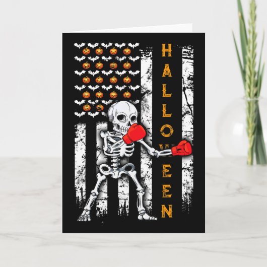 Skeleton Boksen Halloween Boxer Kickboksen Mma Vs Kaart (Voorkant)