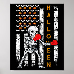 Skeleton Boksen Halloween Boxer Kickboksen MMA VS Poster