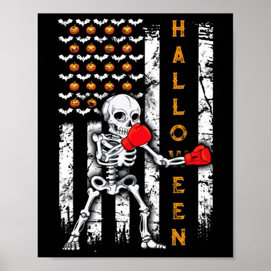 Skeleton Boksen Halloween Boxer Kickboksen MMA VS Poster (Voorkant)