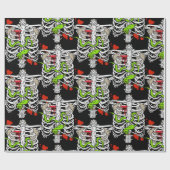 Skeleton Botten Bloedplaatjes Halloween Cadeaupapier (Vlak)