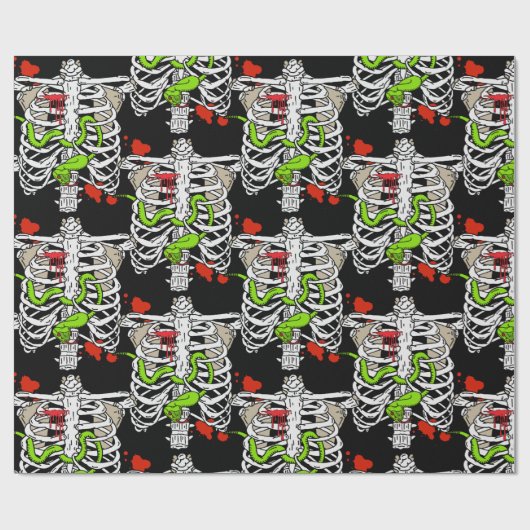 Skeleton Botten Bloedplaatjes Halloween Cadeaupapier (Vlak)