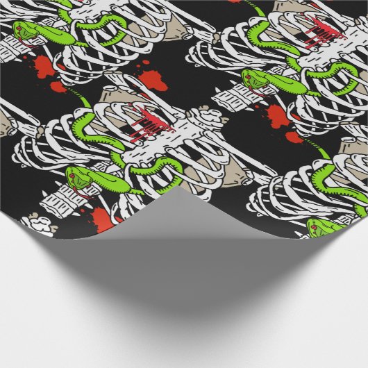 Skeleton Botten Bloedplaatjes Halloween Cadeaupapier (Hoek)