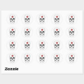 Skeleton Botten Zwarte roodroos Glitter Glam Ronde Sticker (Vel)