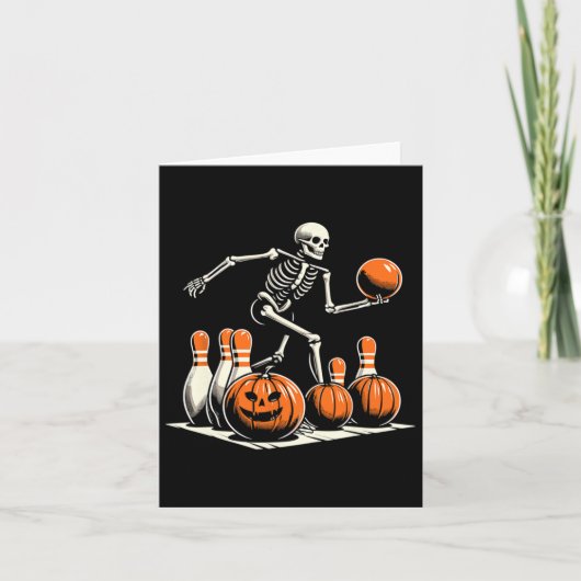 Skeleton Bowling Speler Funny Bowler Halloween Kaart (Voorkant)