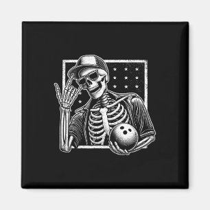 Skeleton Bowling Speler Verjaardag Halloween Manne Magneet