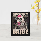 Skeleton Bride Drink Coffee Wedding Halloween C Kaart (Gele Bloem)