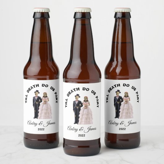 Skeleton Bride en Groom Bier Etiket (Flessen)