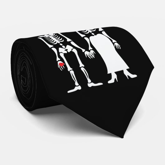 Skeleton Bride en Groom Couple Stropdas (Opgerold)