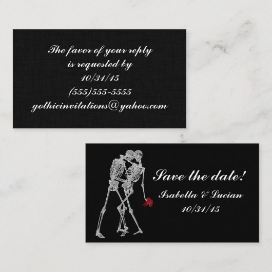 Skeleton Bride en Groom RSVP-kaarten Informatiekaartje (Voorkant / Achterkant)