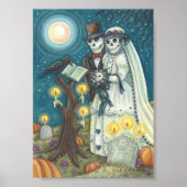 SKELETON BRIDE & GROOM, CEMETERY WEDDING POSTER (Voorkant)