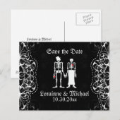 Skeleton Bride & Groom Save the Date Briefkaarten (Voorkant / Achterkant)