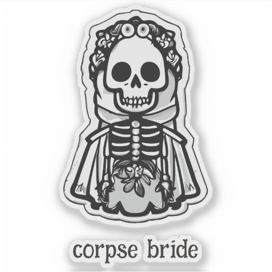 Skeleton Bride Halloween Sticker (Voorkant)