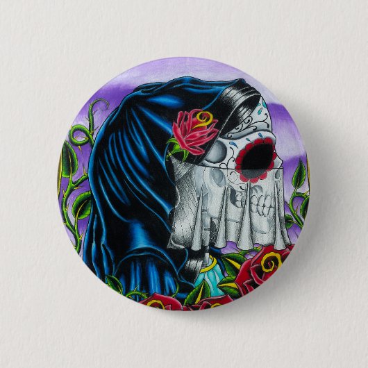 Skeleton Bride Ronde Button 5,7 Cm (Voorkant)