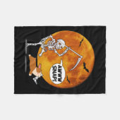 Skeleton Broken Leg Halloween Corgi Reaper Scythe Fleece Deken (Voorkant (Horizontaal))