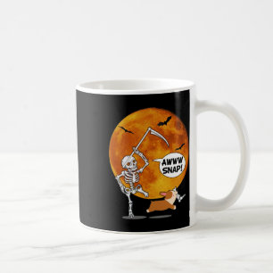 Skeleton Broken Leg Halloween Corgi Reaper Scythe Koffiemok