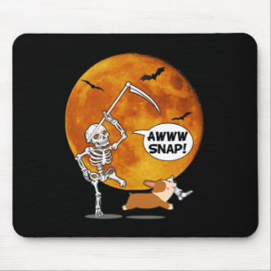 Skeleton Broken Leg Halloween Corgi Reaper Scythe Muismat