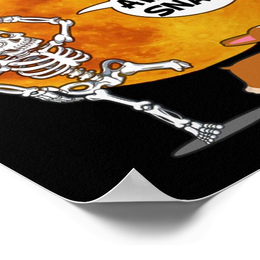 Skeleton Broken Leg Halloween Corgi Reaper Scythe Poster (Hoek)