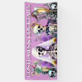 Skeleton bruid bruidegom gothic paarse bruiloft co spandoek (Verticaal)