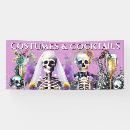 Skeleton bruid bruidegom gothic paarse bruiloft co spandoek