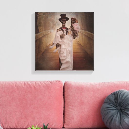 Skeleton bruid en bruidegom canvas kunst (Insitu (Woonkamer))