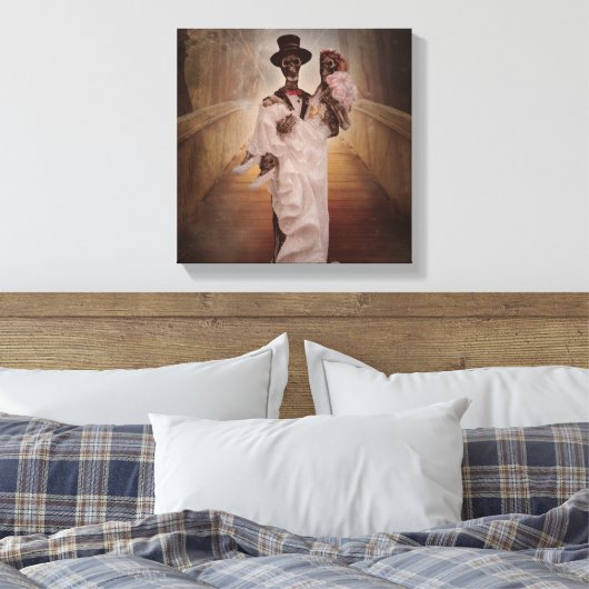 Skeleton bruid en bruidegom canvas kunst (Insitu (Slaapkamer))