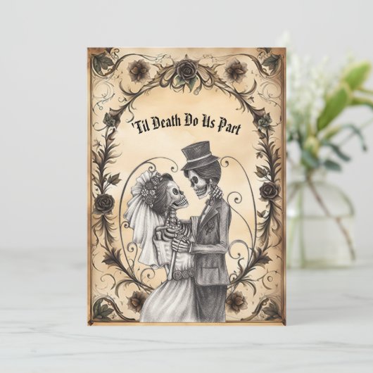 Skeleton bruid en bruidegom eerste dans kaart (Staand voorkant)