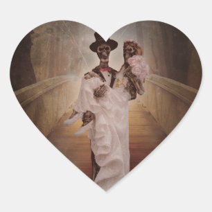 Skeleton bruid en bruidegom stickers