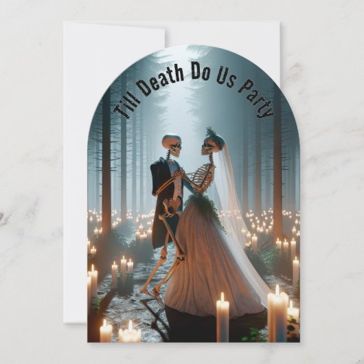 Skeleton bruid en bruidegom voor Halloween bruilof Kaart (Voorkant)