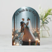 Skeleton bruid en bruidegom voor Halloween bruilof Kaart (Staand voorkant)