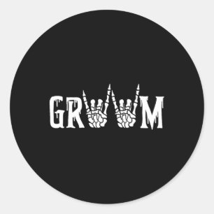 Skeleton bruidegom bruiloft net getrouwd Spooky Ha Ronde Sticker