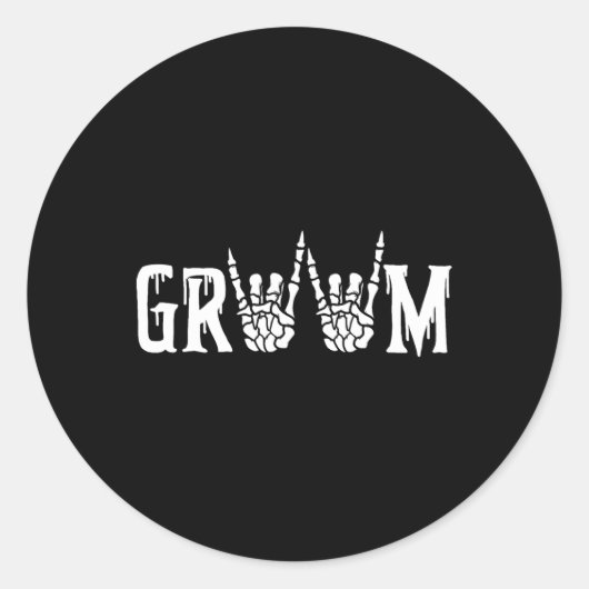 Skeleton bruidegom bruiloft net getrouwd Spooky Ha Ronde Sticker (Voorkant)