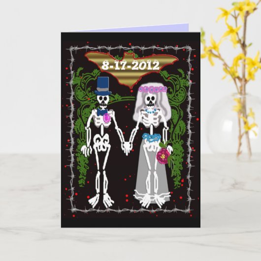 skeleton bruiloft 1 kaart (Gele Bloem)