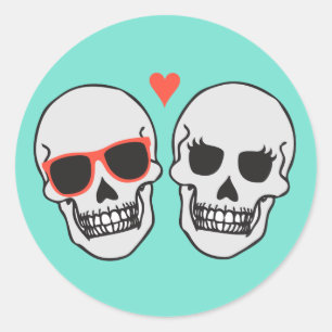 Skeleton bruiloft (turquoise) envelop afdichting ronde sticker