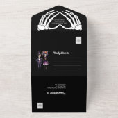 Skeleton bruiloft uitnodiging alles in één zwart (Buitenkant)